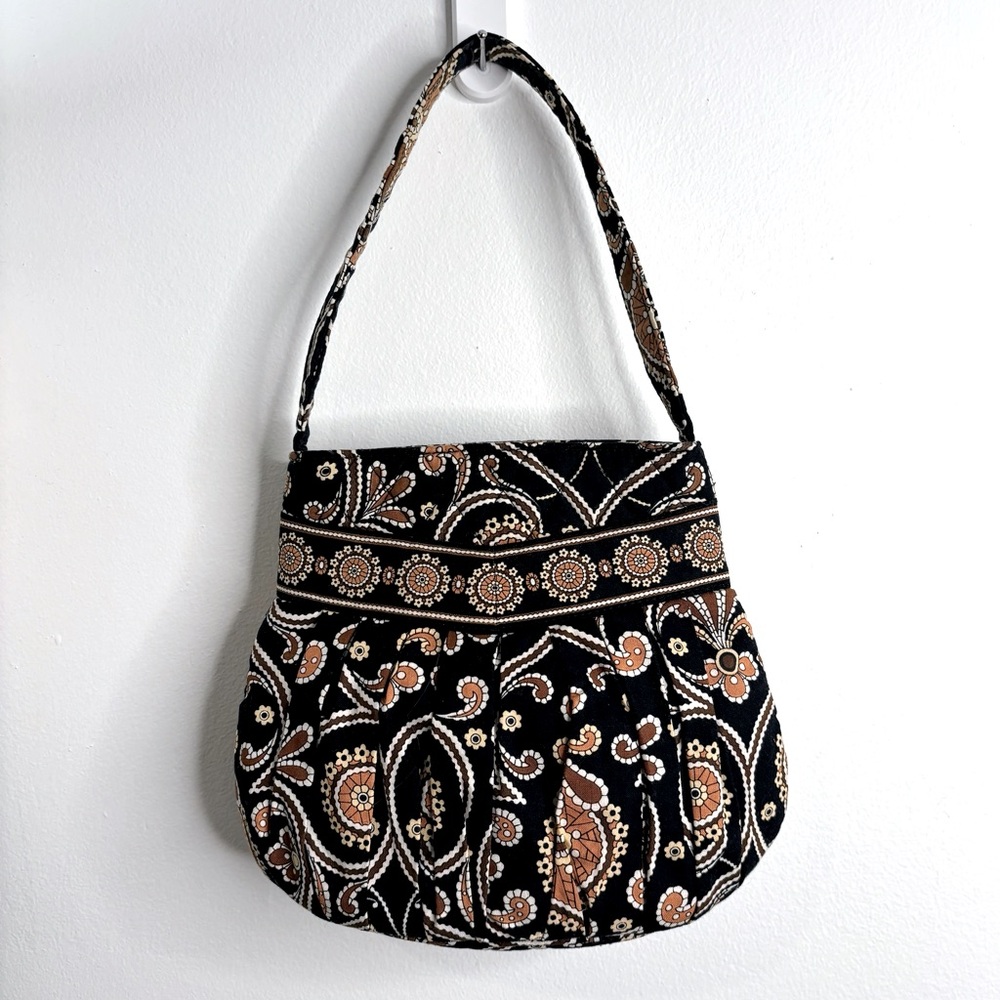 Compact Vera Bradley Quilted Pleated  Hannah Bag in Cafe Latte Shade Like New